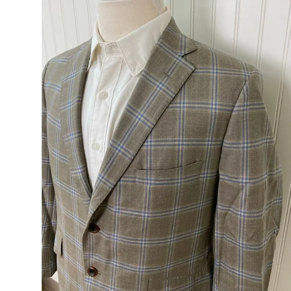 RC by Tom James USA Union Made plaid 2-button suit jacket blazer sport coat 38S